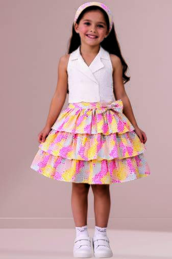White multicolor woven cotton co ord set