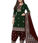 Green color crepe silk printed women unstitched dress material