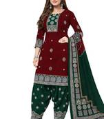 Red color crepe silk printed women unstitched dress material