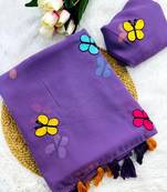 Dark Lavender Color THAREDE GAMTHI BUTTERFLY WORK GEORGETTE  SAREE
