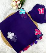 Dark Purple Color THAREDE GAMTHI BUTTERFLY WORK GEORGETTE  SAREE