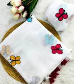 White Color THAREDE GAMTHI BUTTERFLY WORK GEORGETTE  SAREE