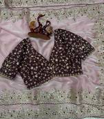 Pink Color Sequence embroidery work Organza Saree