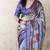 Lavender tussar silk kalamkari print zari woven border saree with contrast blouse piece