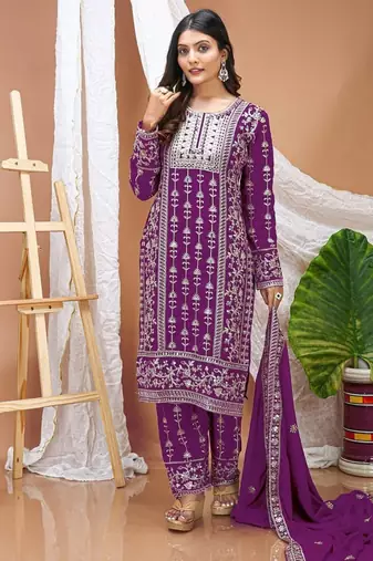 Wine fox georgette party wear sharara suit set
