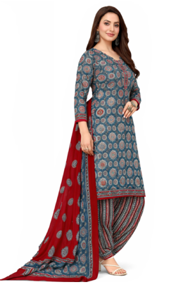 Multicolor  color crepe silk printed women unstitched dress material 2