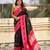 Black soft silk rangoli art zari weaving saree with contrast blouse piece