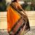 Orange soft silk rangoli art zari weaving saree with contrast blouse piece