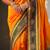 Orange soft silk rangoli art zari weaving saree with contrast blouse piece