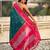 Teal soft silk rangoli art zari weaving saree with contrast blouse piece