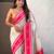 White soft silk rangoli art zari weaving saree with contrast blouse piece