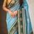 Blue soft silk rangoli art zari weaving saree with contrast blouse piece