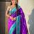 Violet soft silk rangoli art zari weaving saree with contrast blouse piece