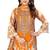 Orange color crepe silk printed women unstitched dress material