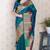 Teal soft silk floral meenakari zari weaving saree with matching blouse piece
