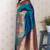 Teal soft silk floral meenakari zari weaving saree with matching blouse piece