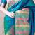 Teal soft silk floral meenakari zari weaving saree with matching blouse piece