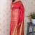 Red soft silk floral meenakari zari weaving saree with matching blouse piece