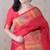 Red soft silk floral meenakari zari weaving saree with matching blouse piece