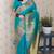 Blue soft silk floral meenakari zari weaving saree with matching blouse piece