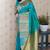 Blue soft silk floral meenakari zari weaving saree with matching blouse piece