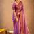 Purple fancy cotton handloom saree with blouse piece for women