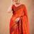 Orange fancy cotton handloom saree with blouse piece for women