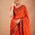 Orange fancy cotton handloom saree with blouse piece for women