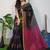 Black & pink fancy cotton handloom saree with blouse piece for women