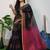Black & pink fancy cotton handloom saree with blouse piece for women