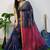 Blue & pink fancy cotton handloom saree with blouse piece for women