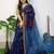 Blue fancy cotton handloom saree with blouse piece for women