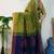 Green & blue fancy cotton handloom saree with blouse piece for women