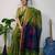 Green & blue fancy cotton handloom saree with blouse piece for women
