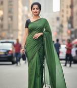 Teal Green fancy cotton handloom saree with blouse piece for women