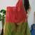 Red & green fancy cotton handloom saree with blouse piece for women