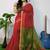 Red & green fancy cotton handloom saree with blouse piece for women