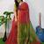 Red & green fancy cotton handloom saree with blouse piece for women