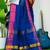 Blue fancy cotton handloom saree with blouse piece for women
