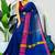 Blue fancy cotton handloom saree with blouse piece for women