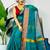 Blue fancy cotton handloom saree with blouse piece for women