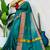 Blue fancy cotton handloom saree with blouse piece for women
