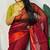 Red fancy cotton handloom saree with blouse piece for women