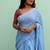 Sky fancy cotton handloom saree with blouse piece for women