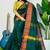Teal Green fancy cotton handloom saree with blouse piece for women