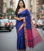 Rani fancy cotton handloom saree with blouse piece for women