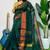 Teal Green fancy cotton handloom saree with blouse piece for women