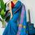 Blue fancy cotton handloom saree with blouse piece for women
