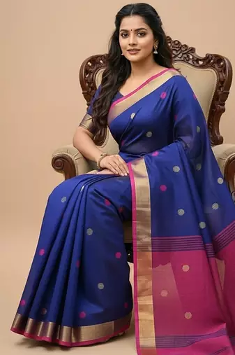Rani fancy cotton handloom saree with blouse piece for women