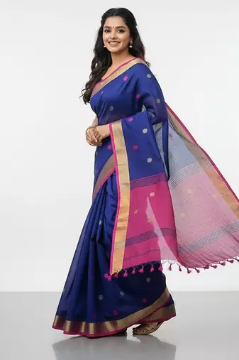 Rani fancy cotton handloom saree with blouse piece for women